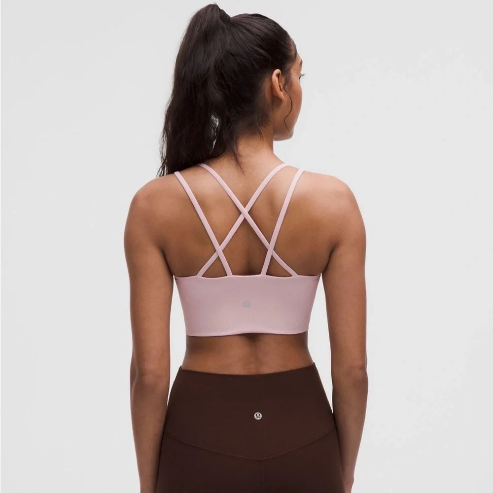 SOLD❌ Lululemon Like a Cloud Ribbed Longline Sports Bra Pink Haze Size 6 - Picture 2 of 10